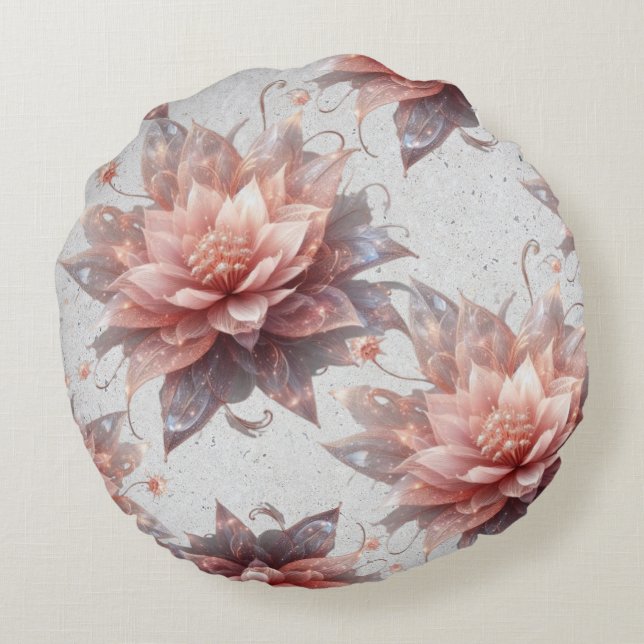 Pastel Floral Round Pillow – Elegant Feminine  (Back)