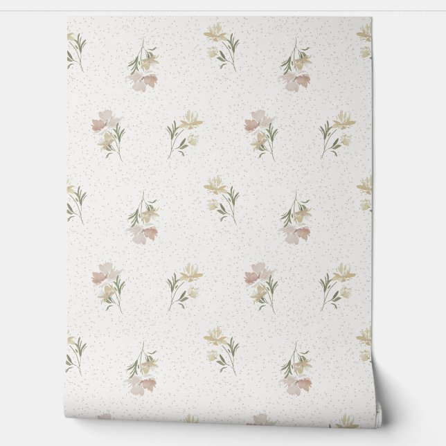 Pastel Floral Scatter Wallpaper (Unrolling)