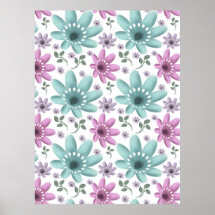 Pastel Floral Seamless Pattern Poster