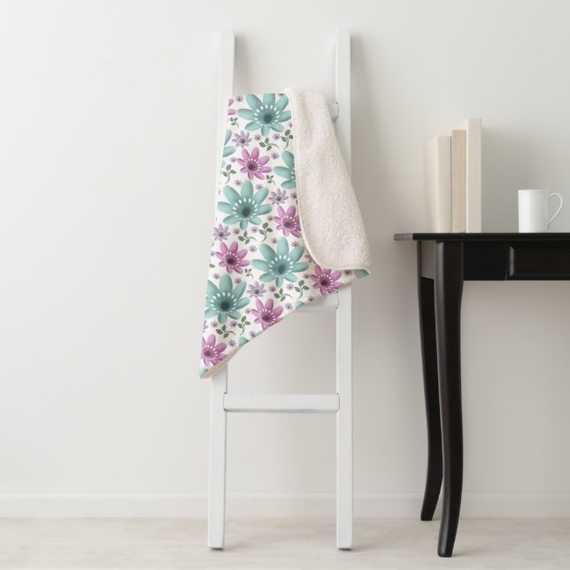 Pastel Floral Seamless Pattern  Sherpa Blanket (In Situ)
