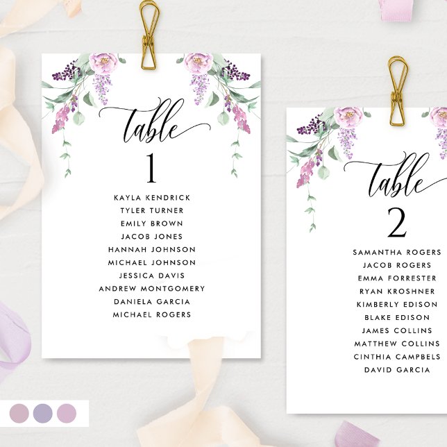 Pastel Floral Seating Plan Cards with Guest Names  (Creator Uploaded)