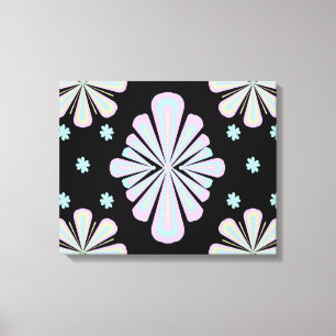 Pastel floral shapes on a black background canvas print