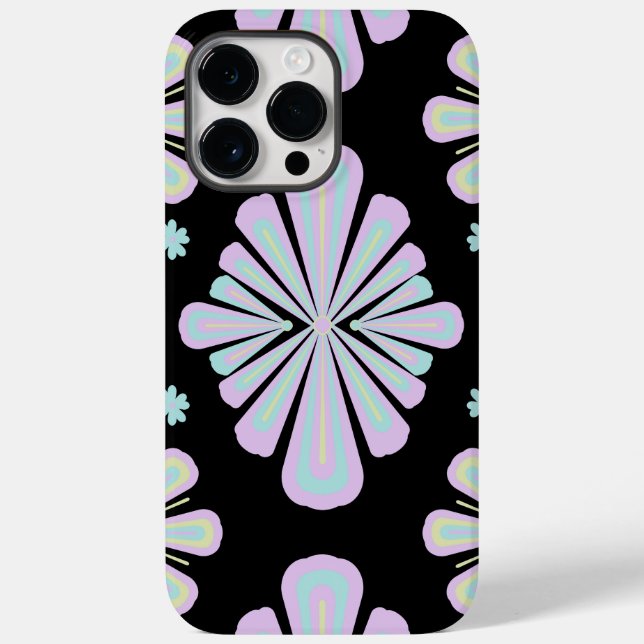 Pastel floral shapes on a black background Case-Mate iPhone case (Back)