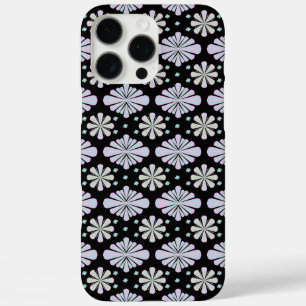 Pastel floral shapes on a black background iPhone 16 pro max case