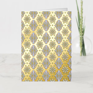 Pastel floral shapes on a black background foil greeting card