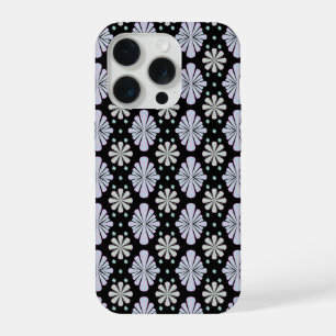 Pastel floral shapes on a black background iPhone 15 pro case
