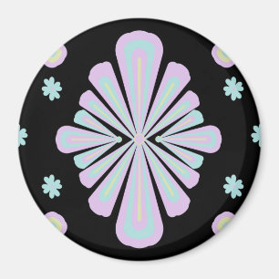 Pastel floral shapes on a black background magnet