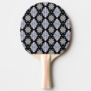 Pastel floral shapes on a black background ping pong paddle
