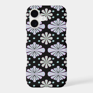 Pastel Floral Shapes on Black Background