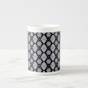 Pastel Floral Shapes on Black Background Bone China Mug
