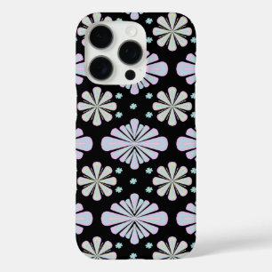 Pastel Floral Shapes on Black Background iPhone 16 Pro Case