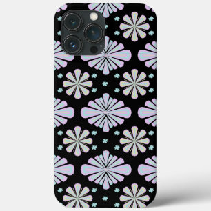 Pastel Floral Shapes on Black Background iPhone 13 Pro Max Case