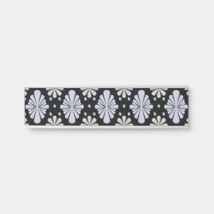 Pastel Floral Shapes on Black Background Door Sign