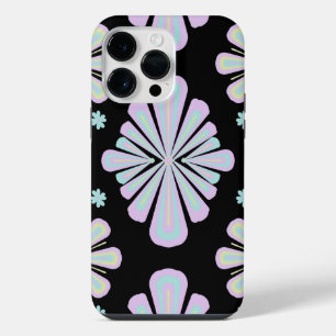 Pastel Floral Shapes on Black Background iPhone 14 Pro Max Case