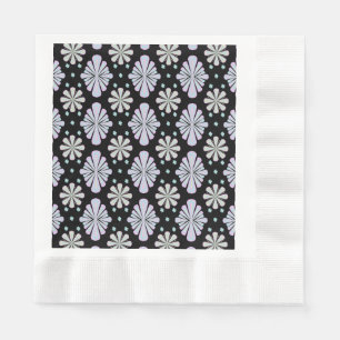 Pastel Floral Shapes on Black Background Napkin