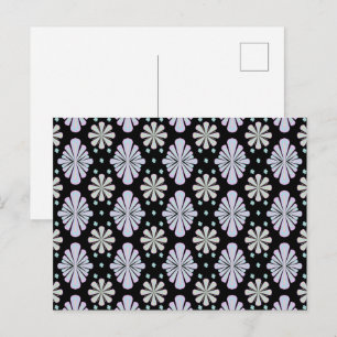 Pastel Floral Shapes on Black Background Postcard