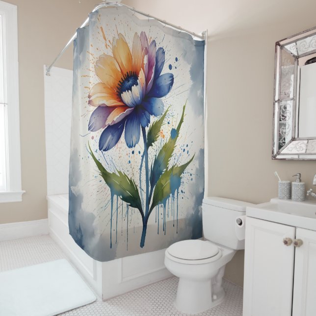 Pastel Floral Shower Curtain Set (In Situ)
