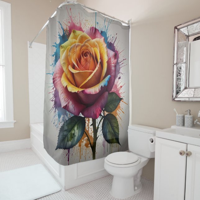 Pastel Floral Shower Curtain Set (In Situ)