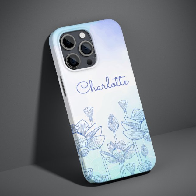 Pastel Floral Silhouette Overlay Personalised Name Case-Mate iPhone Case (Creator Uploaded)