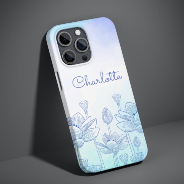 Pastel Floral Silhouette Overlay Personalised Name Case-Mate iPhone Case (Creator Uploaded)
