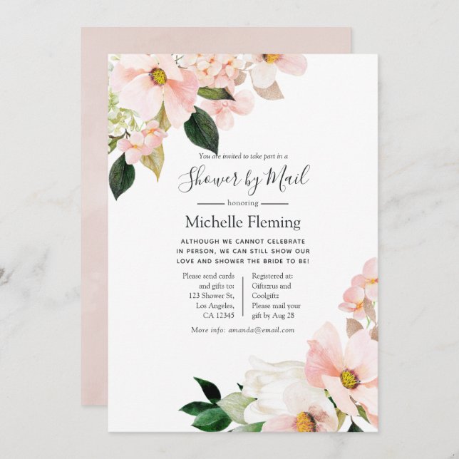 Pastel Floral Spring Baby or Bridal Shower by Mail Invitation (Front/Back)