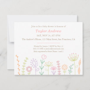 Pastel Floral Spring Baby Shower Invitations