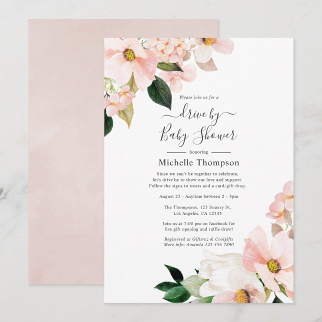 Pastel Floral Spring Drive By Shower Invitation (Front/Back)