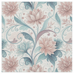 Pastel Floral Swirl Beautiful Flowers Pattern Art Fabric