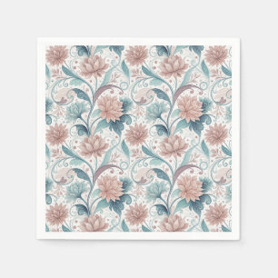 Pastel Floral Swirl Beautiful Flowers Pattern Art Napkin