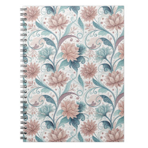 Pastel Floral Swirl Beautiful Flowers Pattern Art Notebook