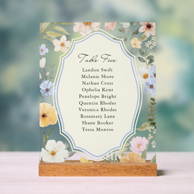 Pastel Floral Table Five Seating Chart (Neutral)