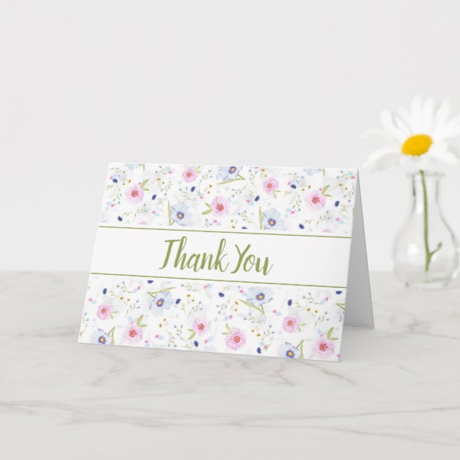 Pastel Floral Thank You Card (Small Plant)