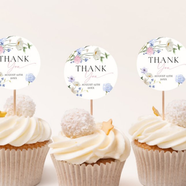 Pastel Floral Thank You Classic Round Sticker (Creator Uploaded)