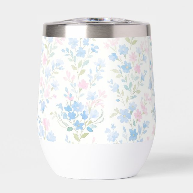 Pastel Floral Thermal Wine Tumbler (Front)