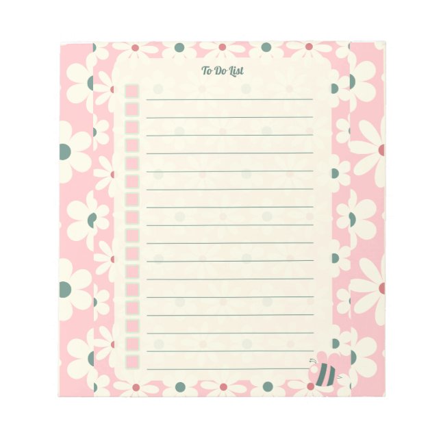 Pastel Floral To Do List Planner Design Notepad (Front)