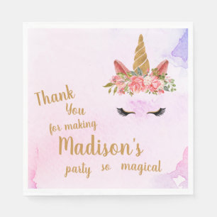 Pastel Floral Unicorn Birthday Party Napkin