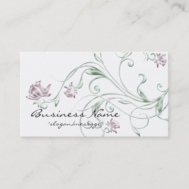 Pastel Floral/Vine Design Branch Business Card (Front)