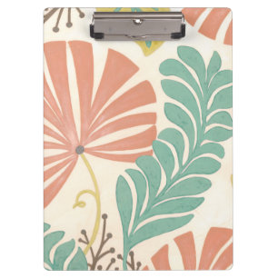Pastel Floral Vines and Leaves on Cream Background Clipboard