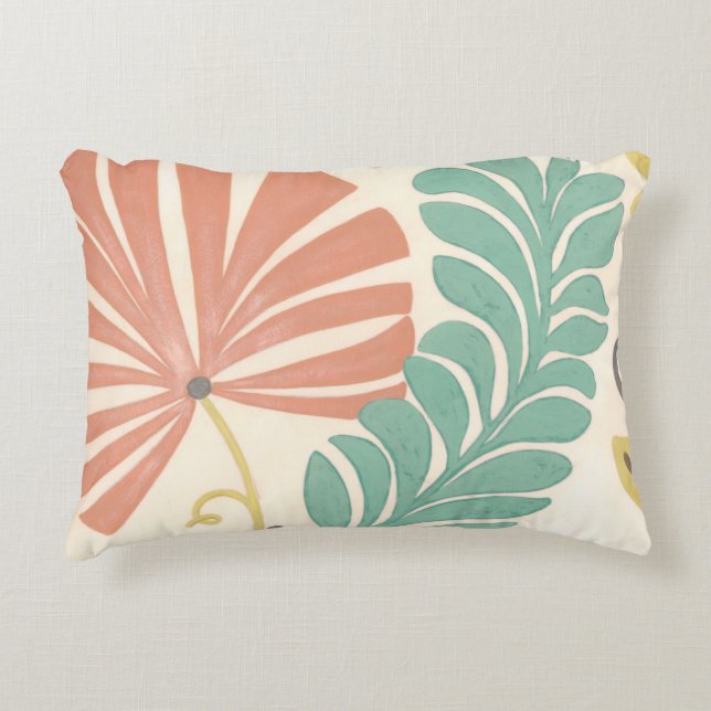 Pastel Floral Vines and Leaves on Cream Background Decorative Cushion (Front)