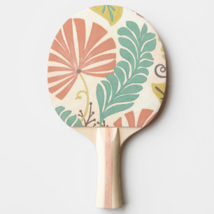 Pastel Floral Vines and Leaves on Cream Background Ping Pong Paddle