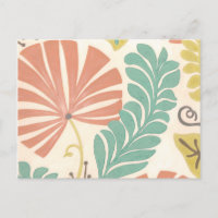 Pastel Floral Vines and Leaves on Cream Background