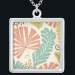 Pastel Floral Vines and Leaves on Cream Background Silver Plated Necklace<br><div class="desc">Floral vines and leaves in pastel colours are the subjects of this piece by Erica J. Vess. The mixture of pastels on the cream background helps the painting stand out without overwhelming the senses. Put this tropical print in your home today!</div>