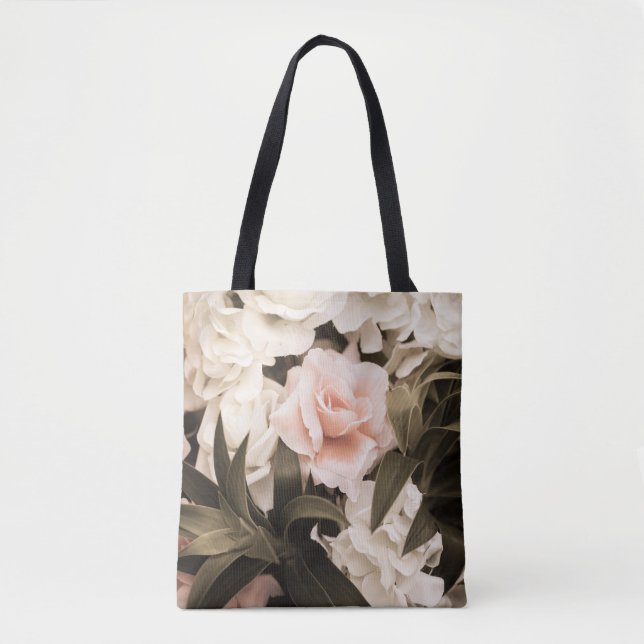 Pastel Floral Vintage: Timeless Elegance Tote Bag (Front)