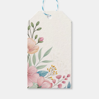 Pastel Floral Watercolor Gift Tag with Elegant Lea