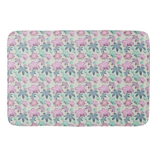 Pastel Floral watercolor Pattern Bath Mat