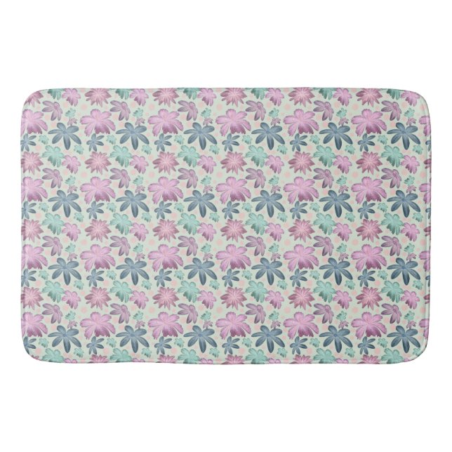 Pastel Floral watercolor Pattern  Bath Mat (Front)