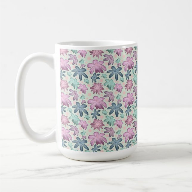 Pastel Floral watercolor Pattern  Coffee Mug (Left)
