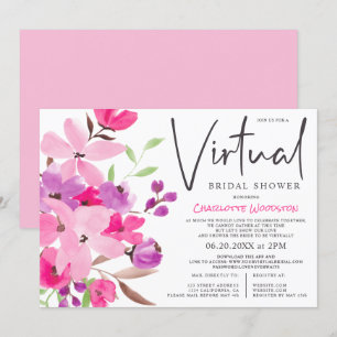 Pastel floral watercolor virtual bridal shower invitation