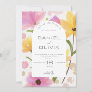 Pastel Floral Watercolor Wedding Invitation