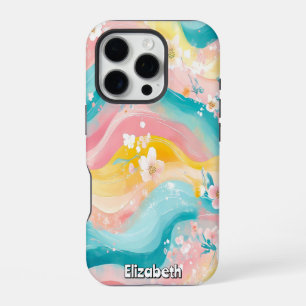 Pastel Floral Waves iPhone 16 Pro Case